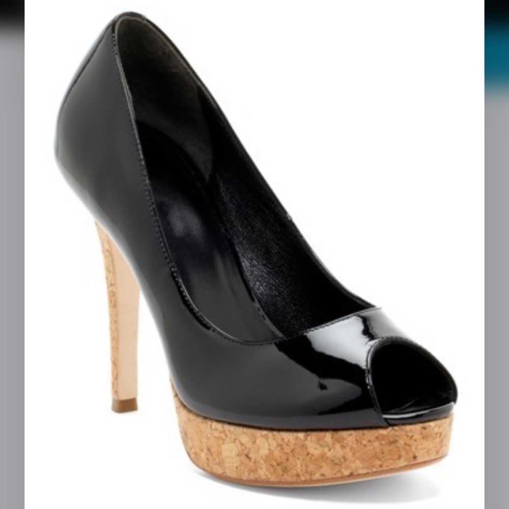 Cole Haan Air Mariela Black Leather Peep Toe Pumps